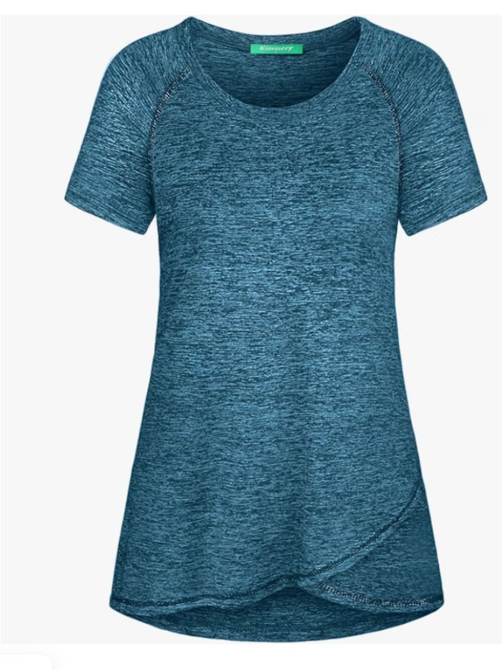 Raglan Sleeve Round Neck Irregular Hem Yoga Workout Shirt Size M